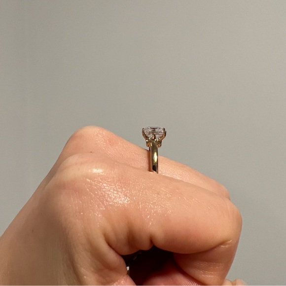 NEW Diamonique Sterling Silver Princess Engagement Ring - Picture 4 of 7